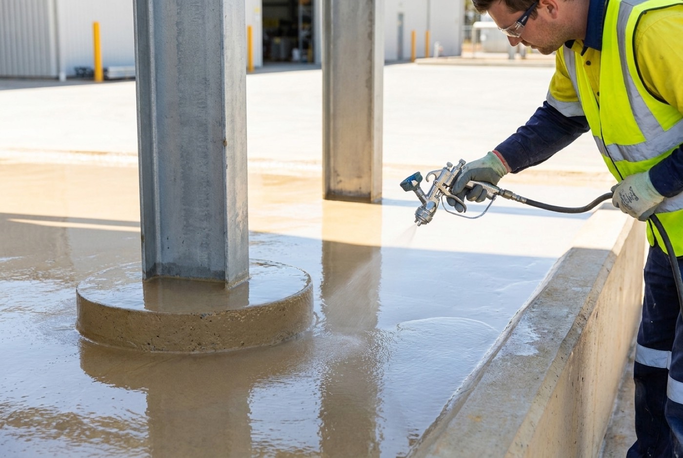 Liquid application around pipework